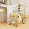 Gold Metal Bar Cart with Mirrored Glass Shelves 3-Tier Rolling Drink Serving Cart with Wheels